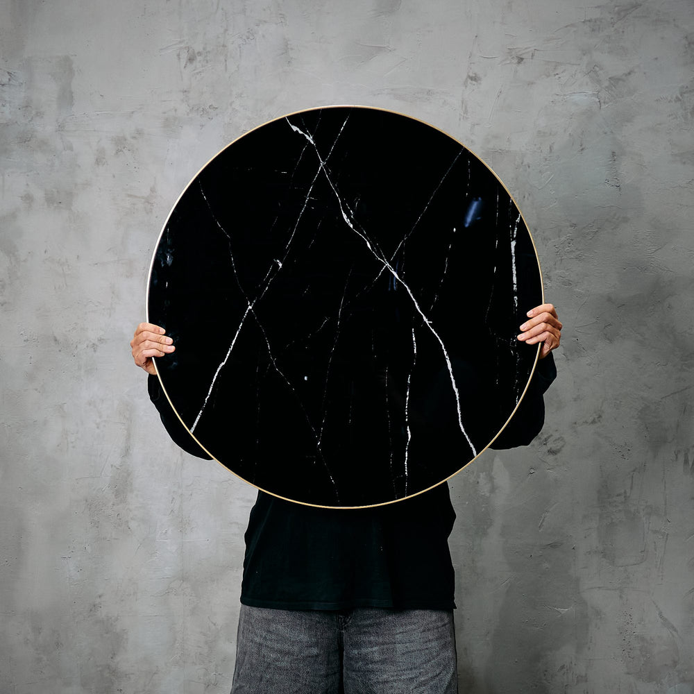 Cubierta Redonda Negra 75 Mármol Melamina B/Bronce