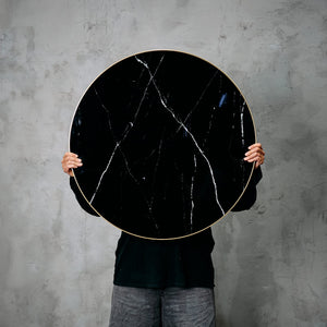 Cubierta Redonda Negra 75 Mármol Melamina B/Bronce