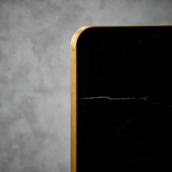 Cubierta Cuadrada Negra 70x70 Mármol melamina  B/bronce